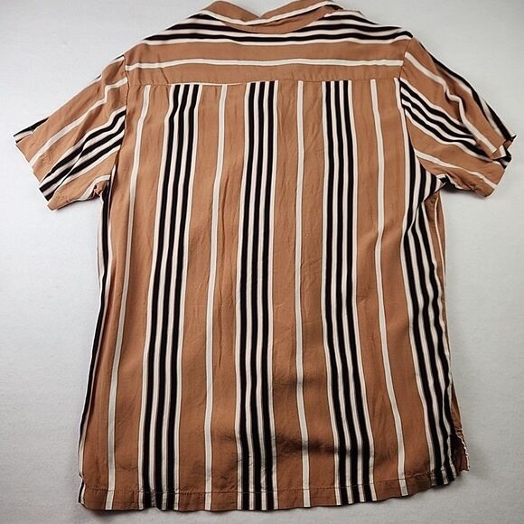 Denim & Flower Rickey Singh Large Shirt Mens Retro Stripe Short Sleeve Button - Picture 8 of 8